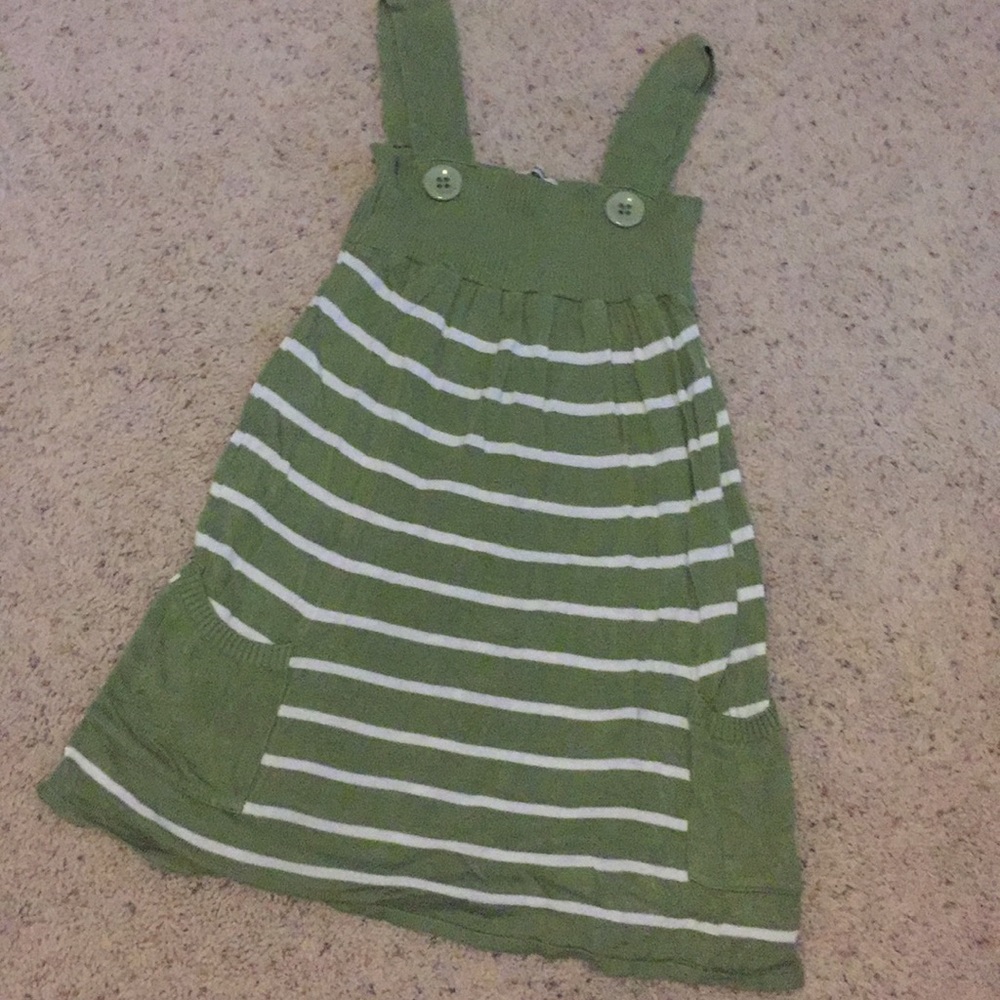 Green and white striped dress